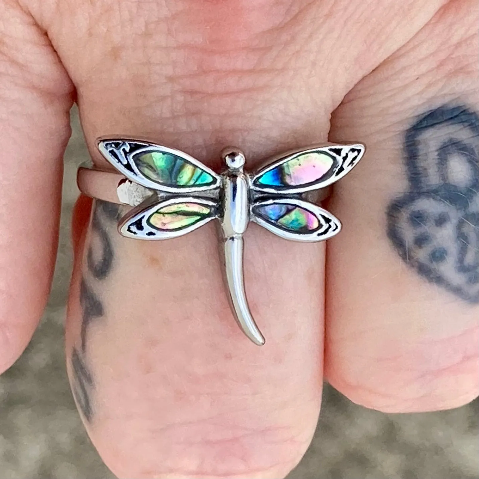 Sea Shell Dragonfly Ring - R186