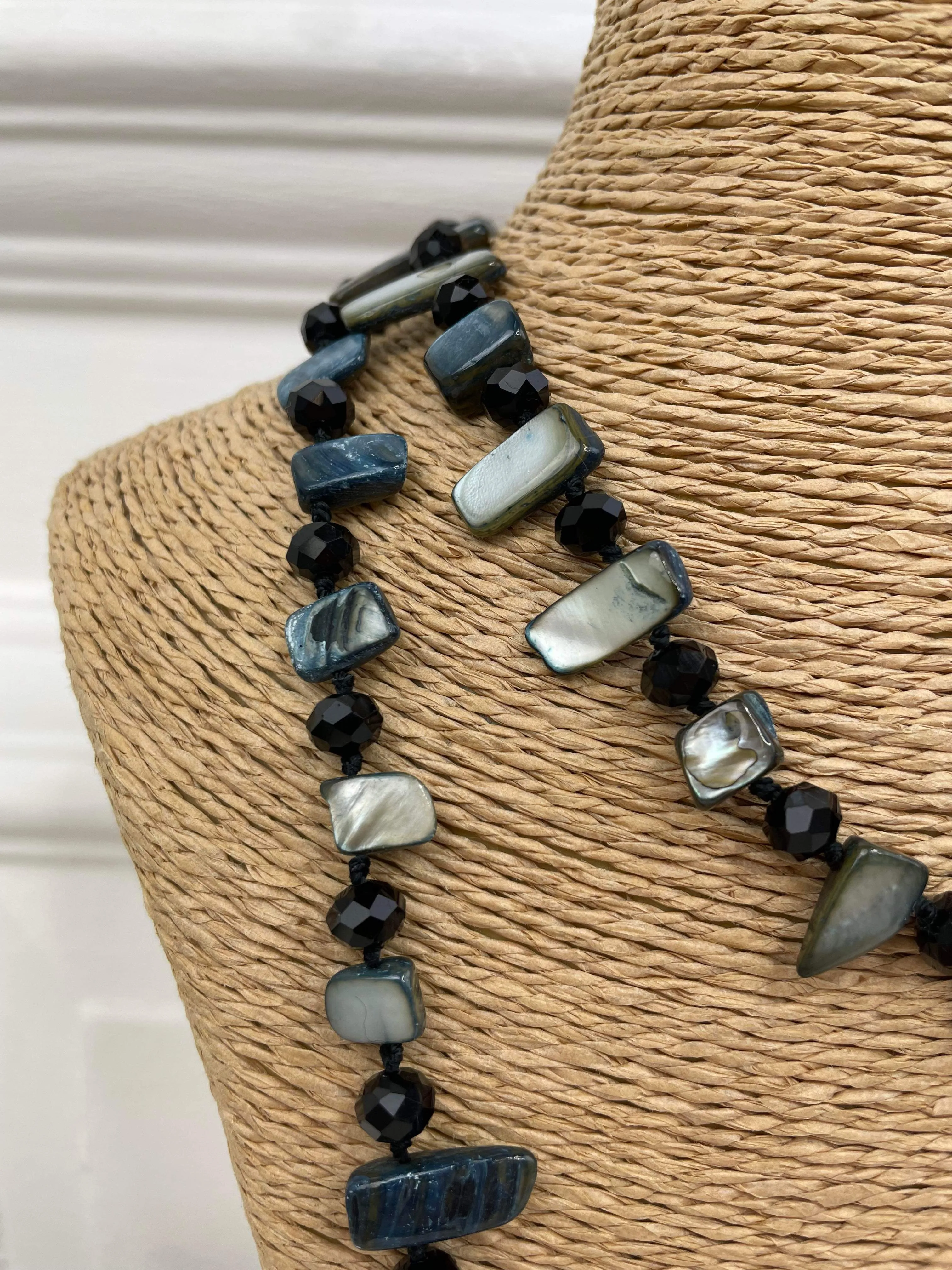 Shell & Bead Necklace - Black