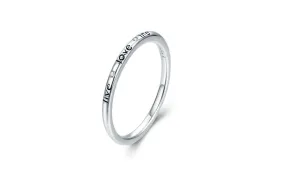 Silver Live Love Life Letter Engrave Finger Ring For Women