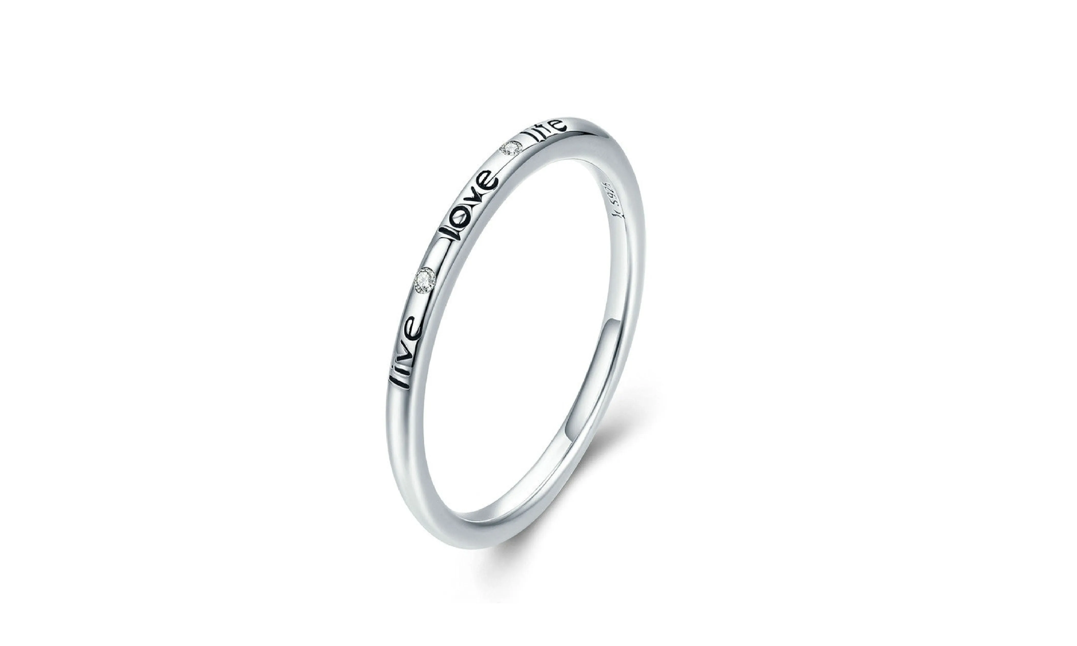 Silver Live Love Life Letter Engrave Finger Ring For Women