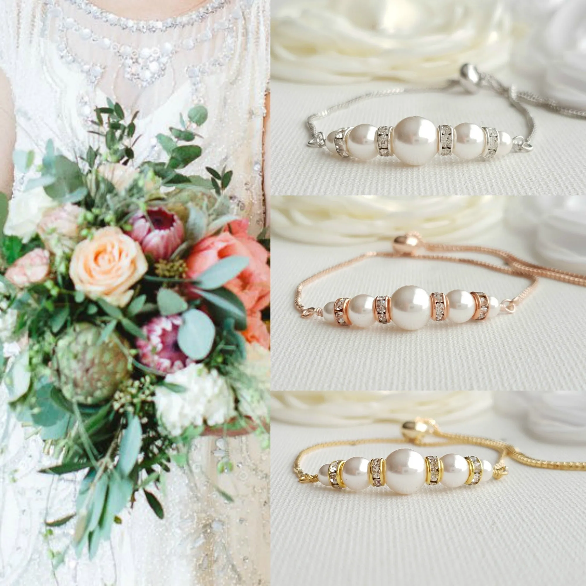 Simple Pearl Jewelry Set for Brides and Bridal Party-AVA