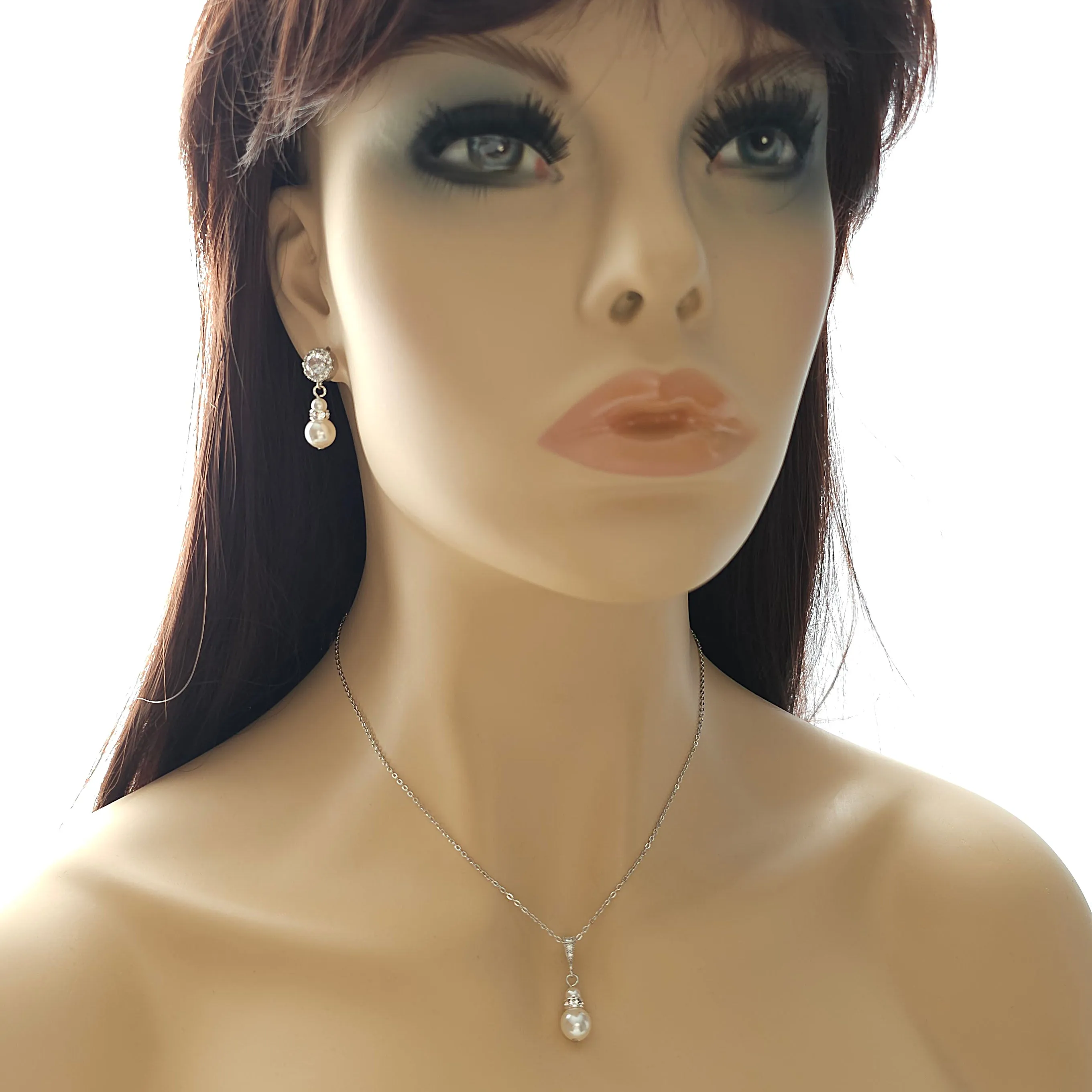 Simple Pearl Jewelry Set for Brides and Bridal Party-AVA