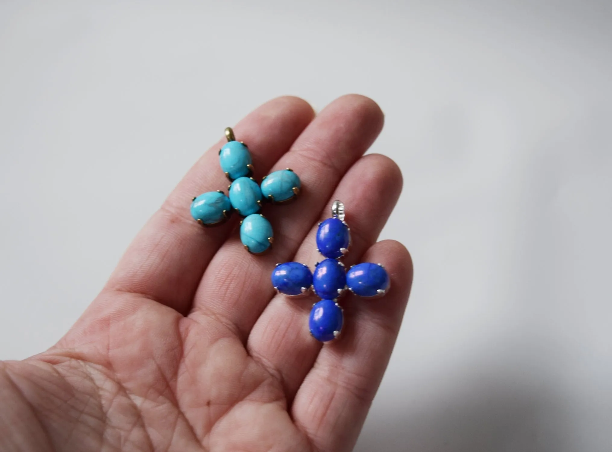 Small Lapis or Turquoise Cross Pendant