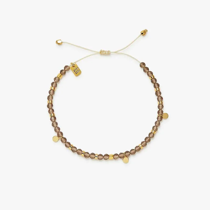 Smokey Quartz Gold Beaded Bracelet