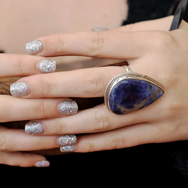 Sodalite Gemstone Large Statement Ring