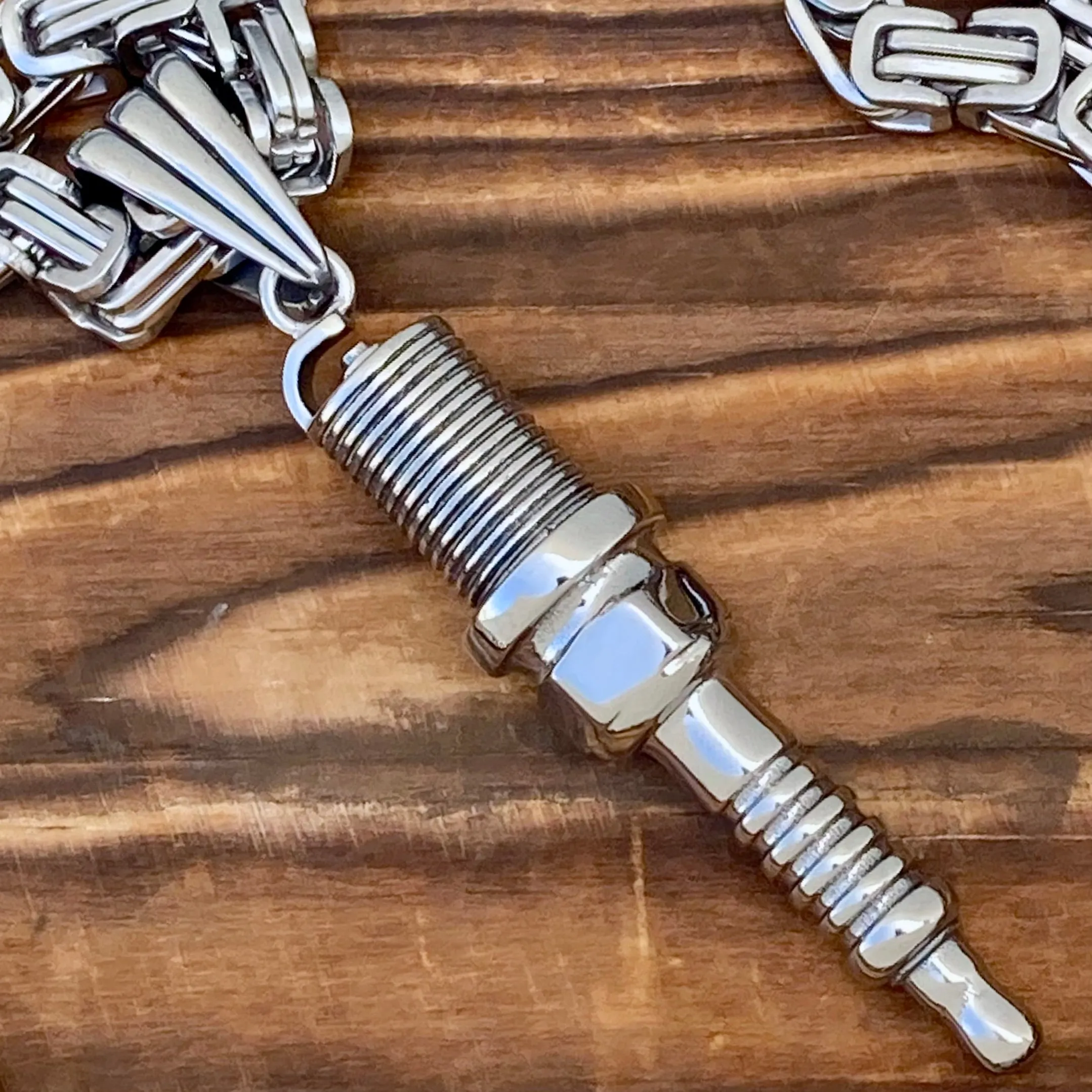 Spark Plug - Polished - Pendant - Necklace (313)