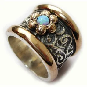 Spinner ring for woman/ Statement Ring / blue opal ring / romantic ring / Israeli jewelry