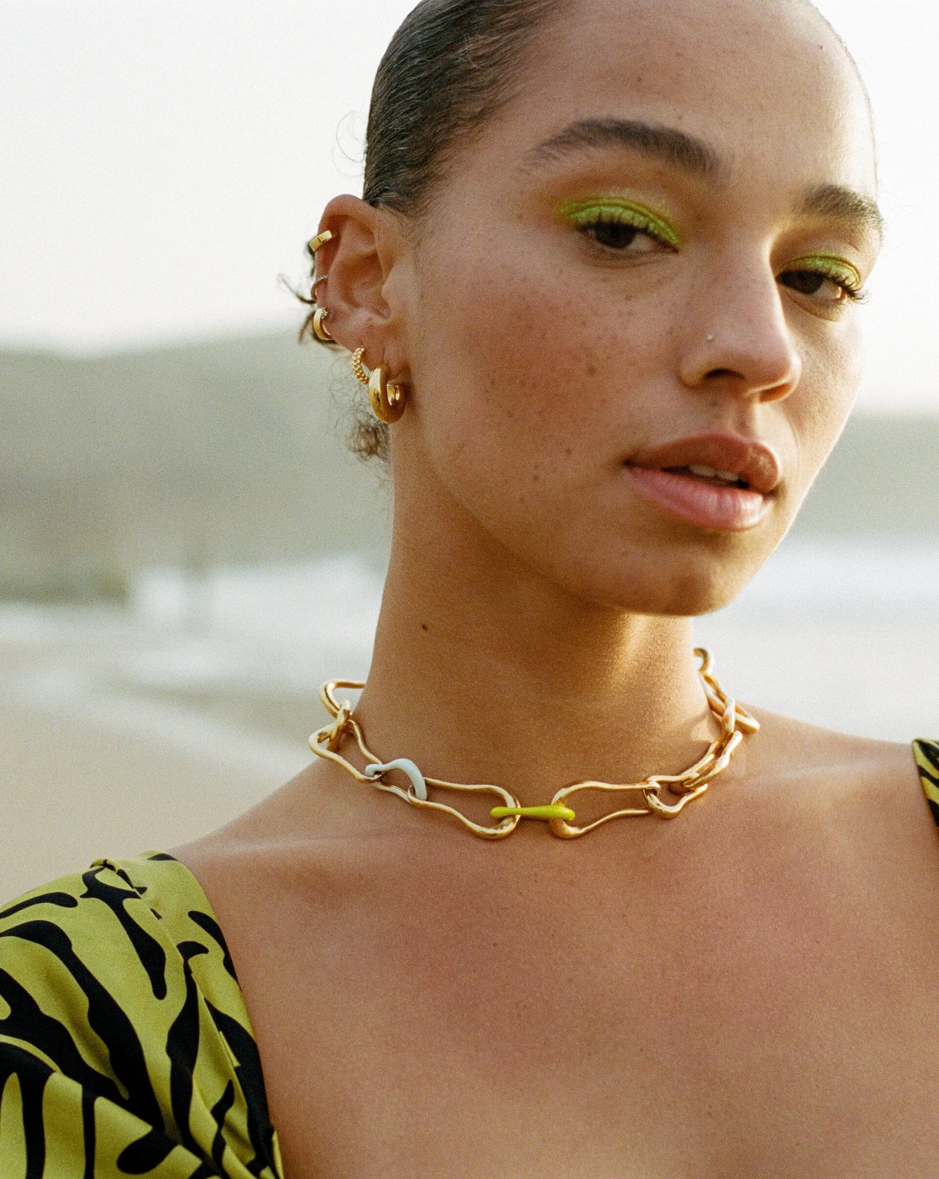 Squiggle Enamel Chunky Chain Choker