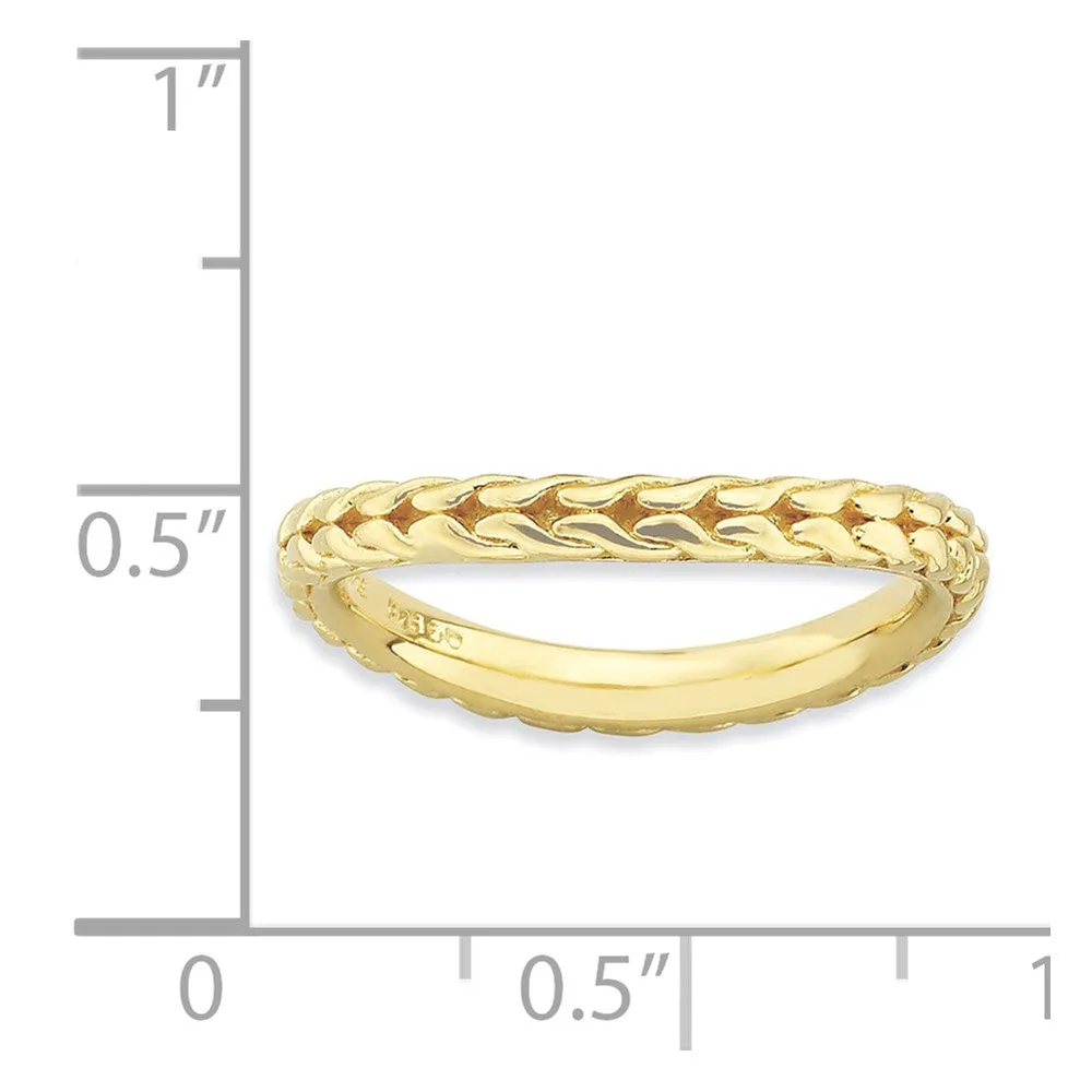 Stackable Expressions Polished Gold-Plated Wave Ring in Sterling Silver