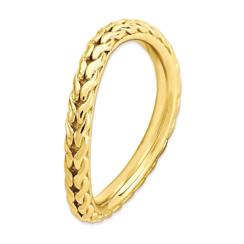 Stackable Expressions Polished Gold-Plated Wave Ring in Sterling Silver