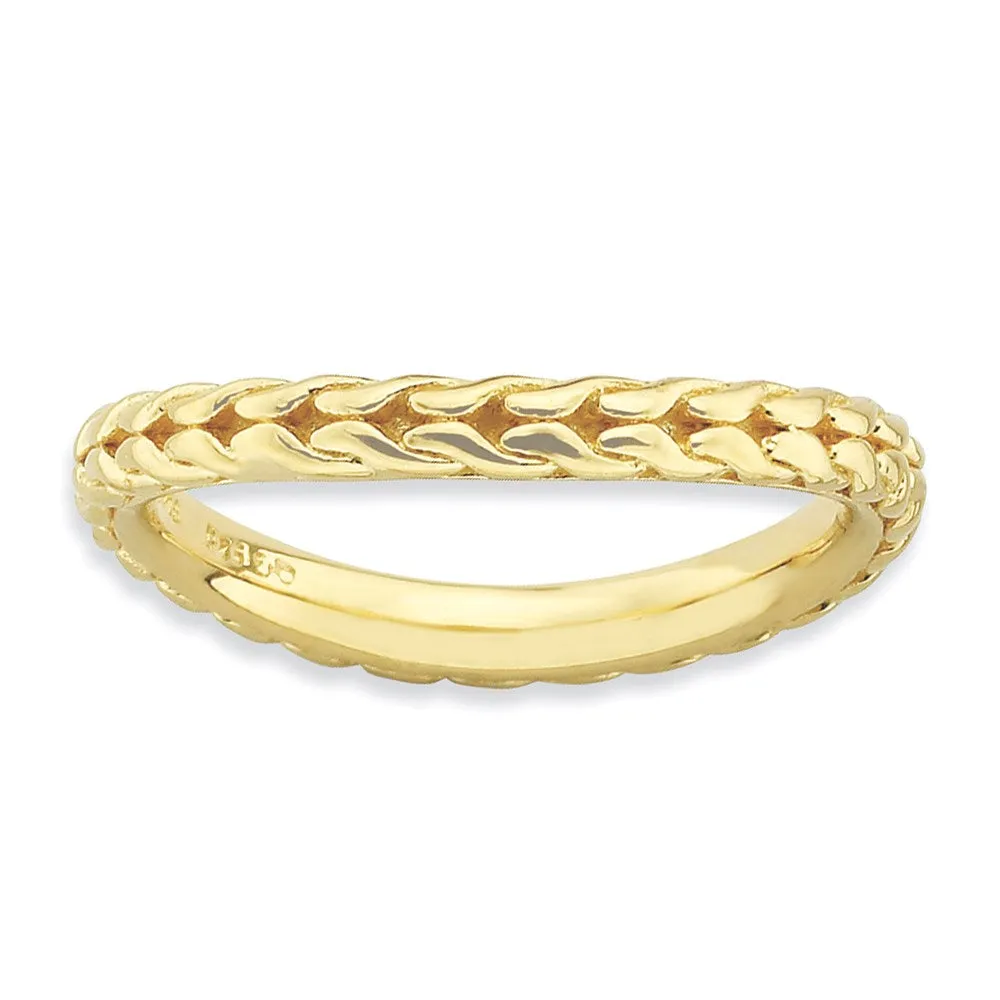 Stackable Expressions Polished Gold-Plated Wave Ring in Sterling Silver