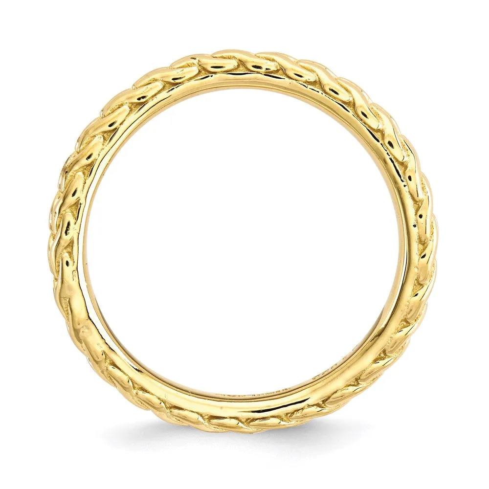 Stackable Expressions Polished Gold-Plated Wave Ring in Sterling Silver