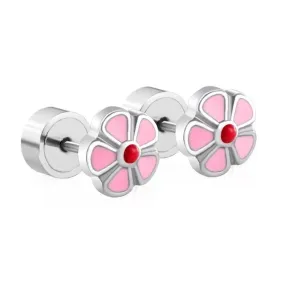 STAINLESS STEEL COLORED FLOWER EARRINGS FOR GIRLS