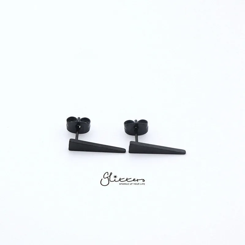 Stainless Steel Men's Long Spike Stud Earrings-Silver | Gold | Black