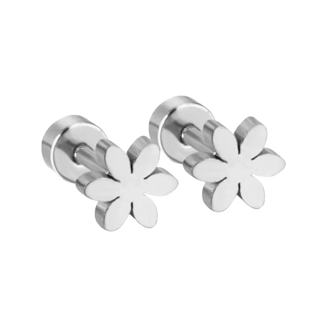 STAINLESS STEEL SIX PETALS FLOWER EARRINGS FOR GIRLS