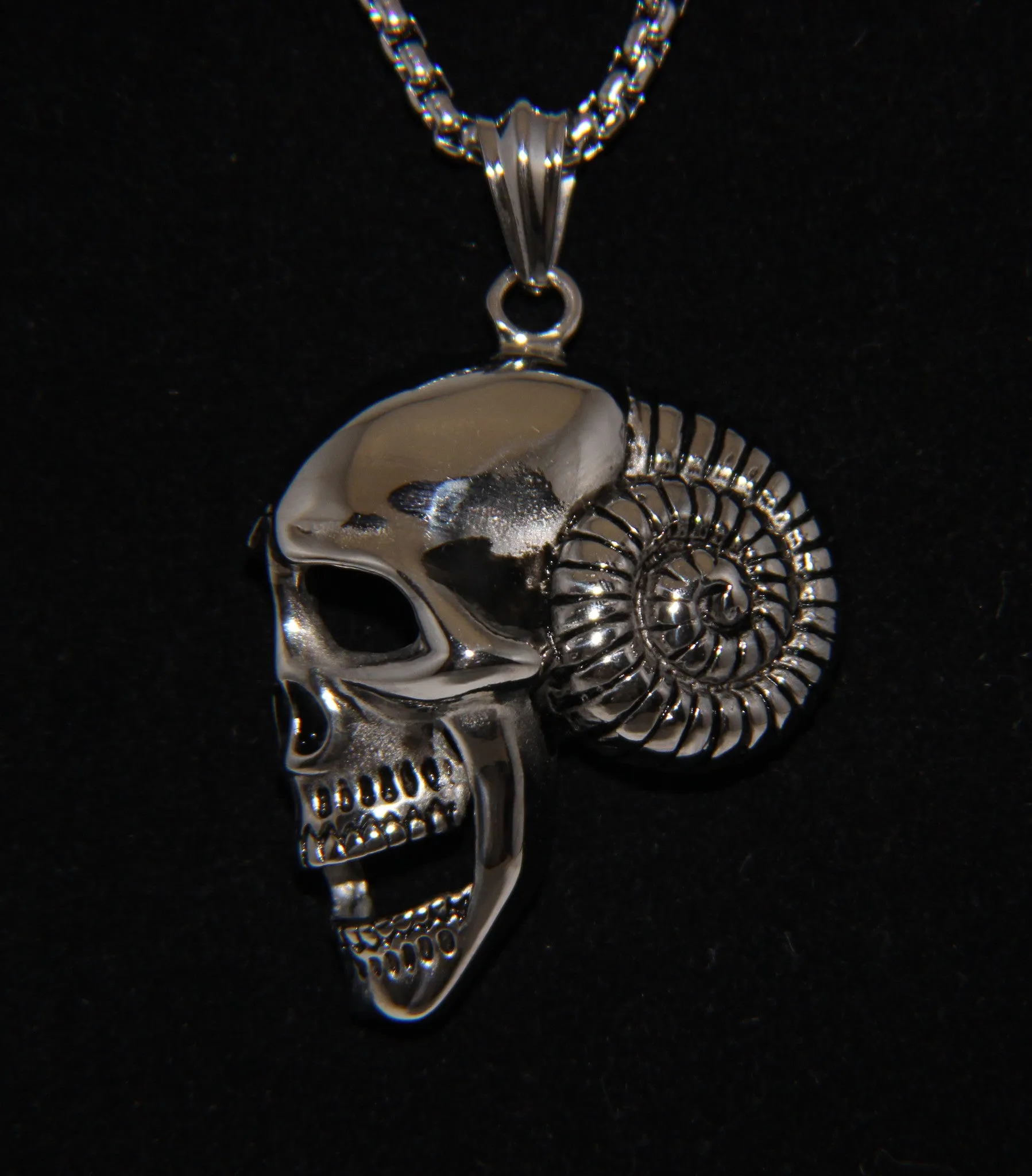 Stainless Steel Skull with Shell Pendant- UDINC0474