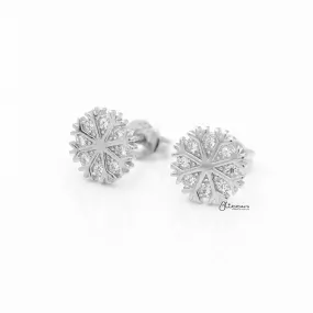 Sterling Silver Snowflake Stud Earrings