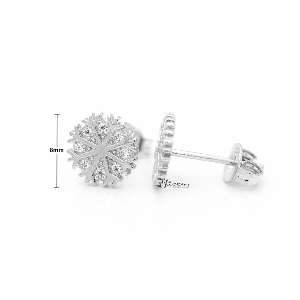 Sterling Silver Snowflake Stud Earrings