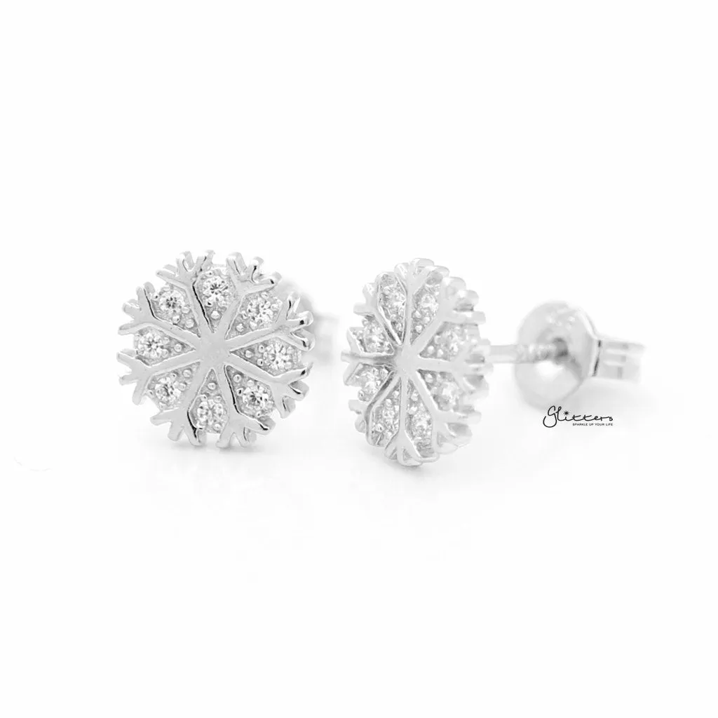 Sterling Silver Snowflake Stud Earrings