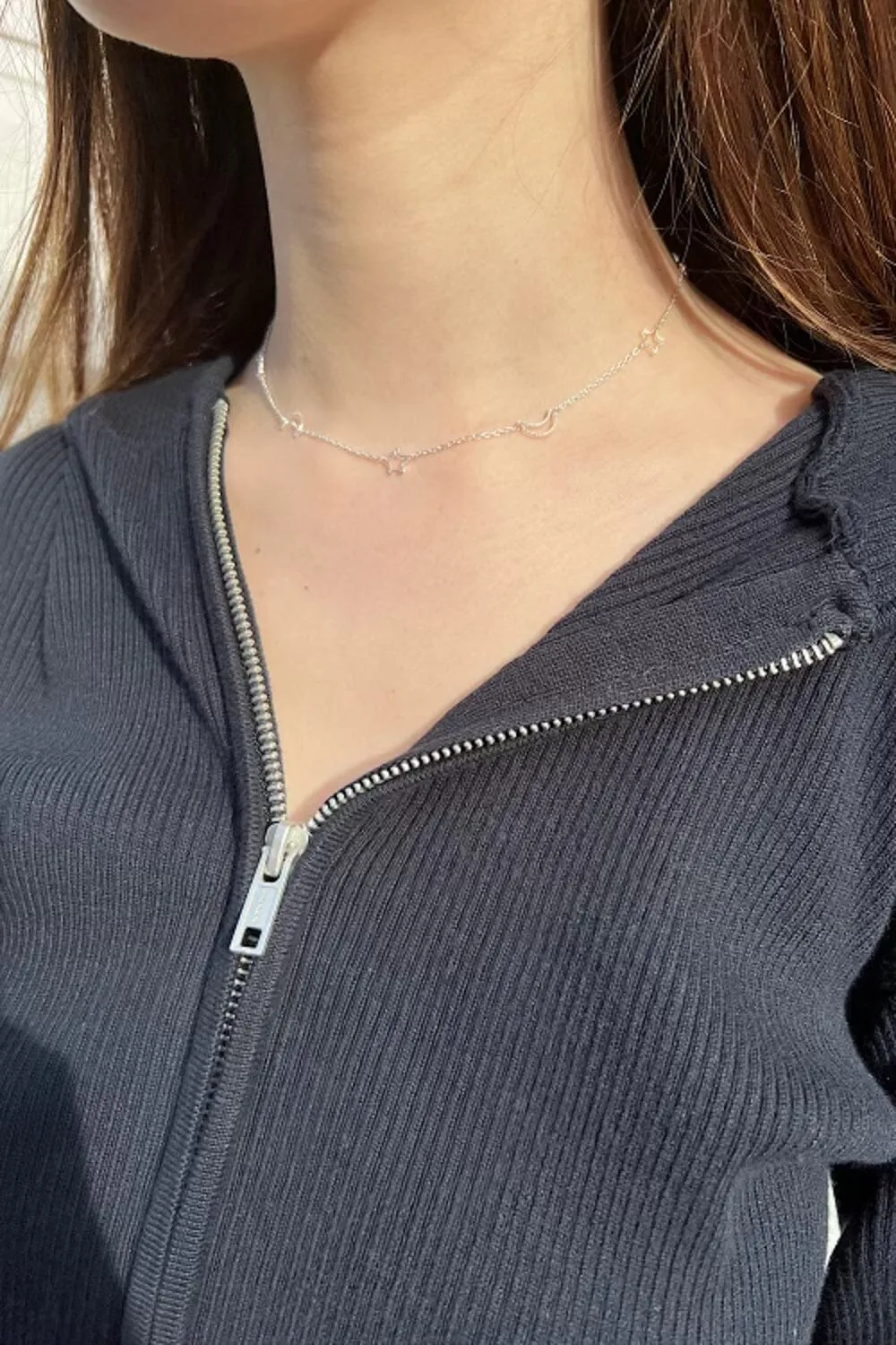 Sterling Silver Star and Moon Choker