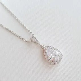 Teardrop Bridal & Bridesmaids Pendant Necklace-Emma