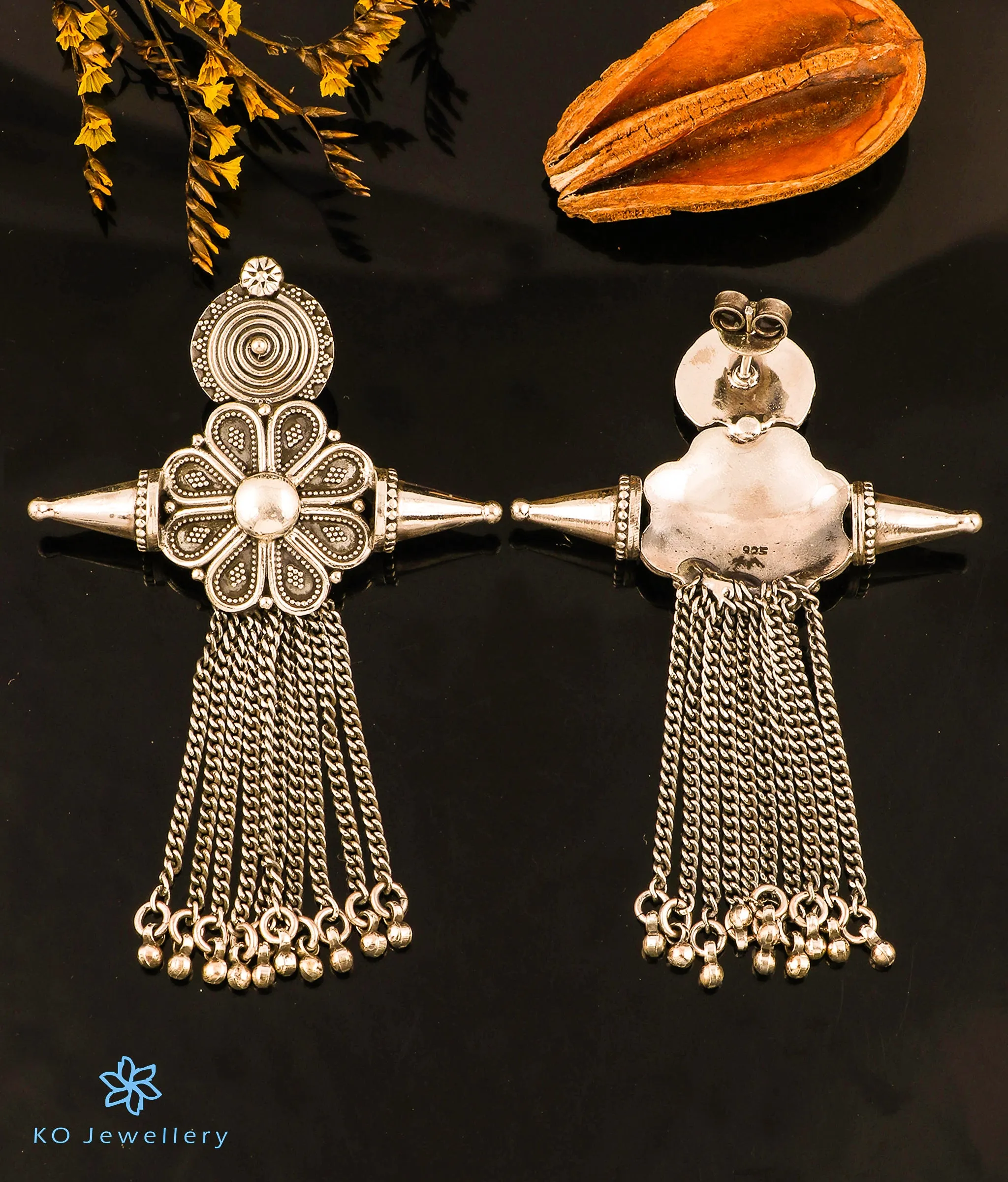 The Vinyas Silver Tassle Earrings