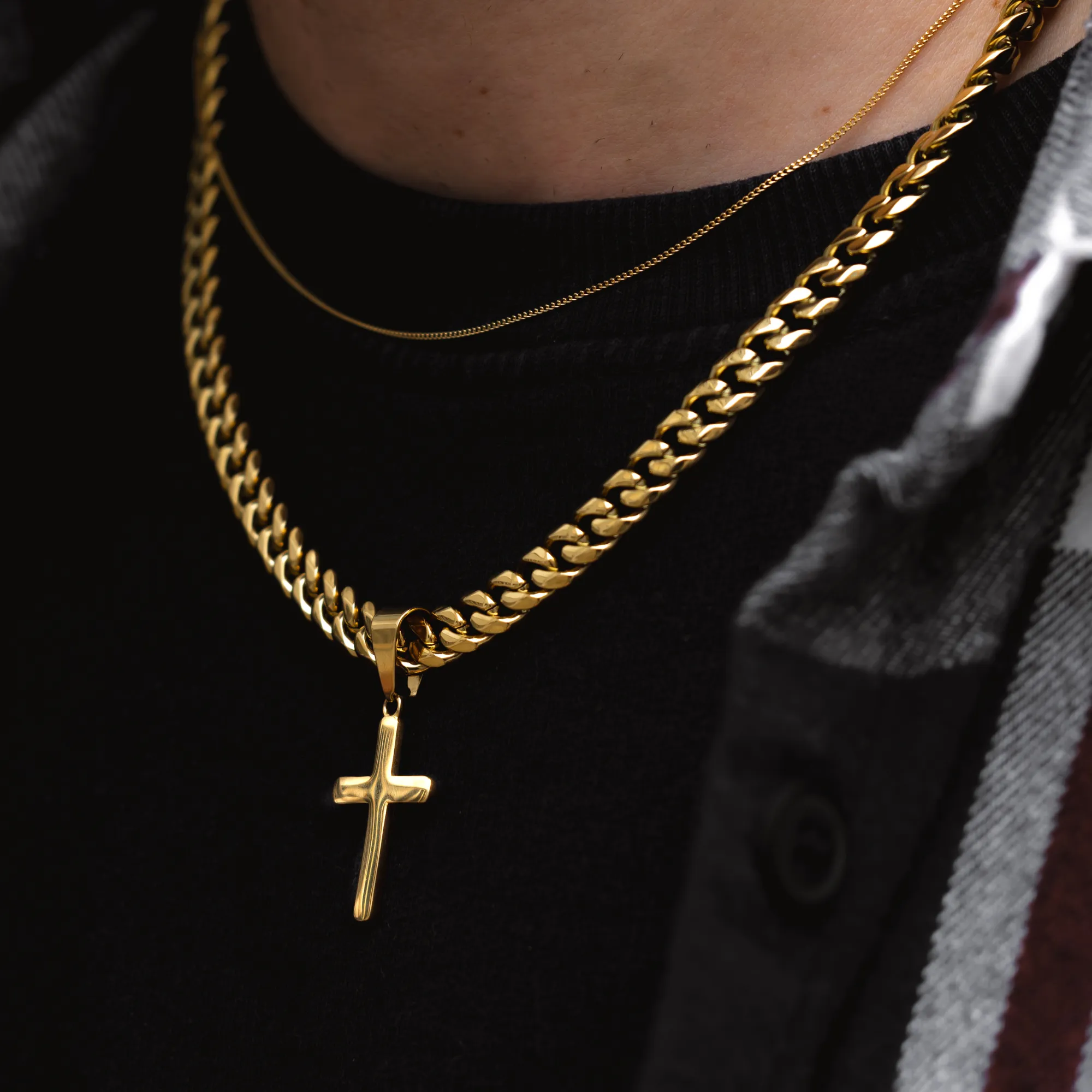 Thick Silver Cross Choker Chain