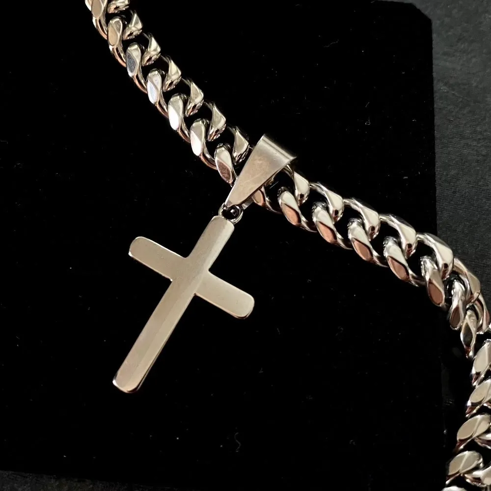 Thick Silver Cross Choker Chain