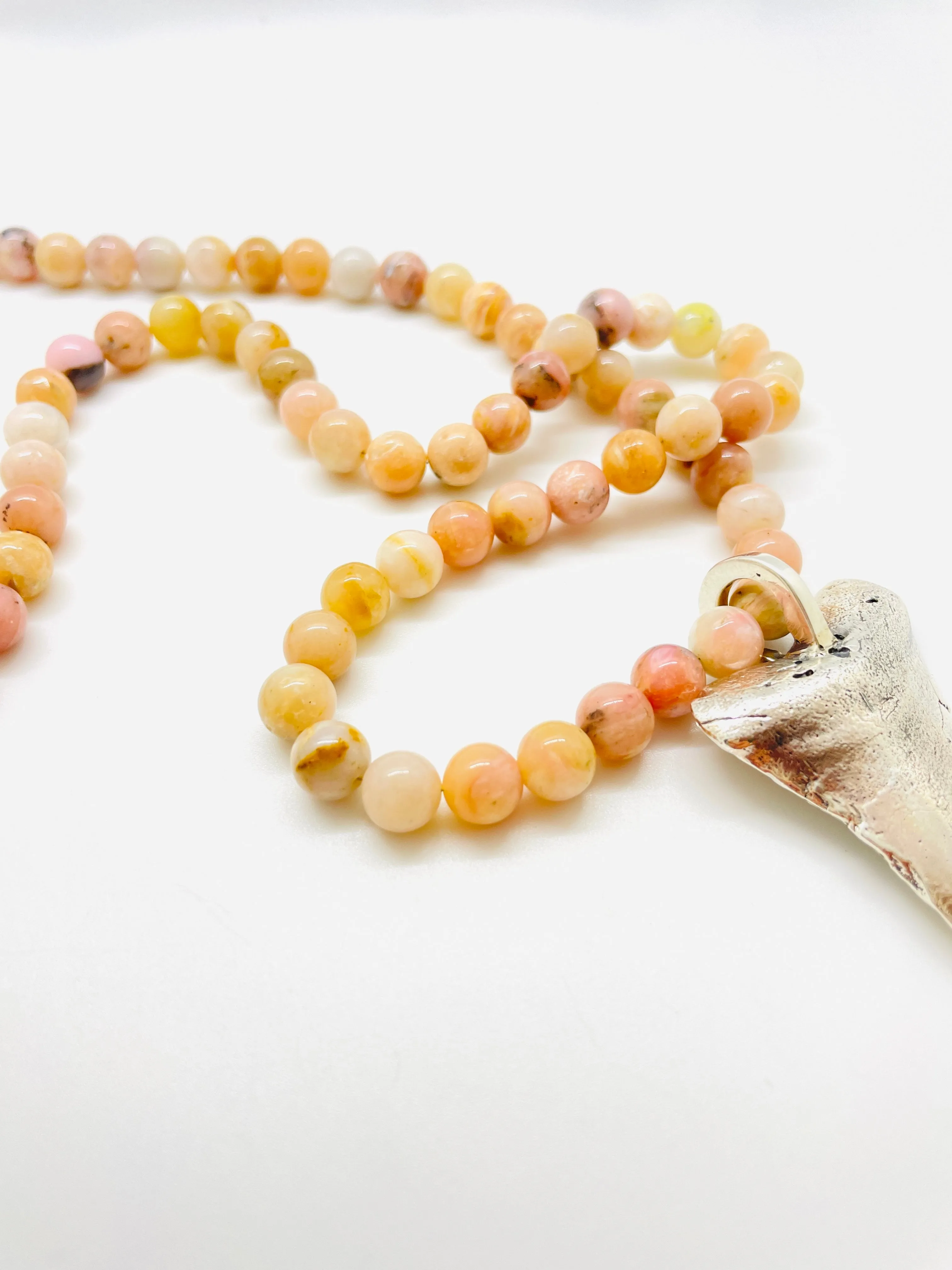 Tide Pendant with Pink Opal Beads