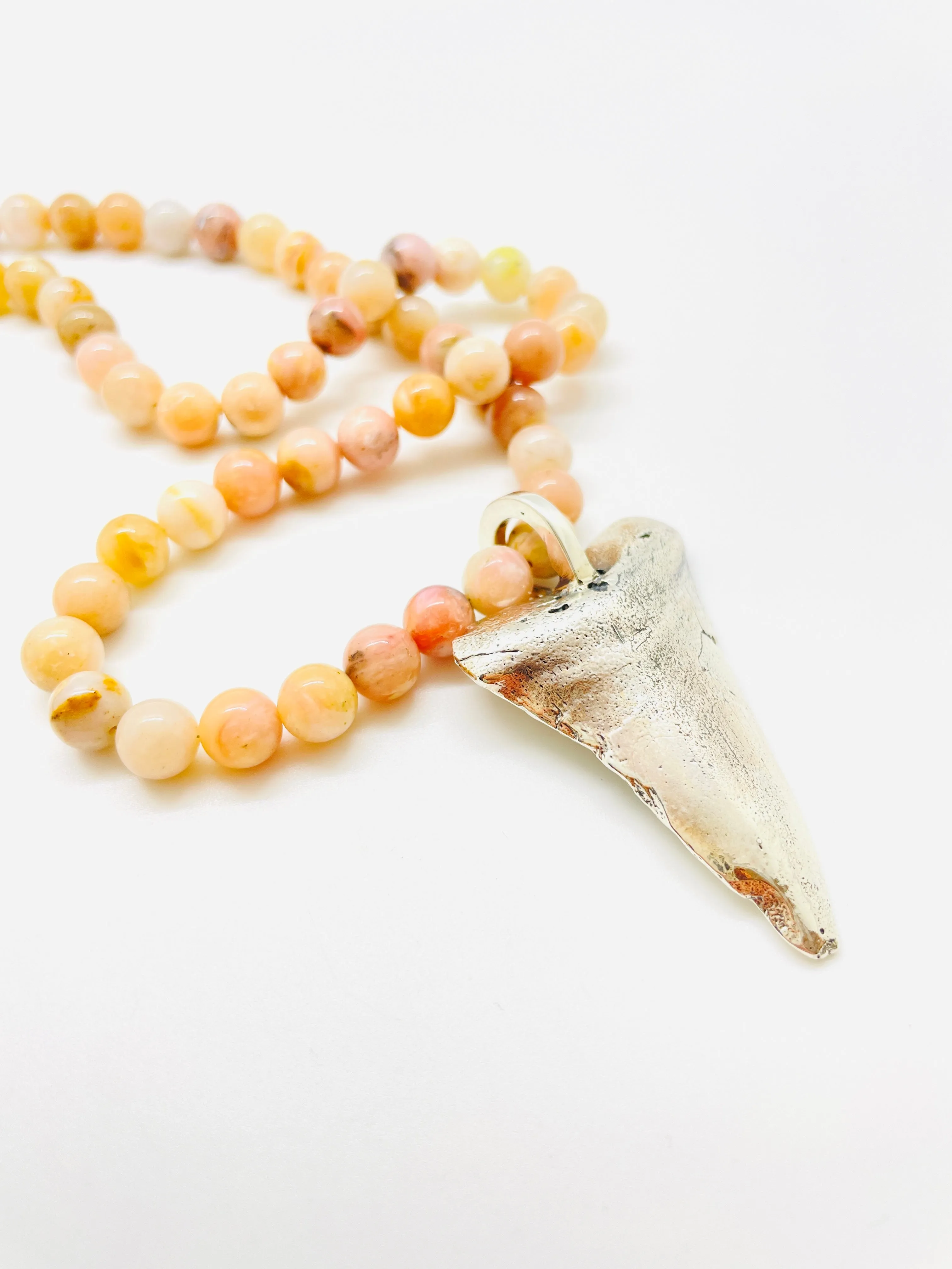 Tide Pendant with Pink Opal Beads