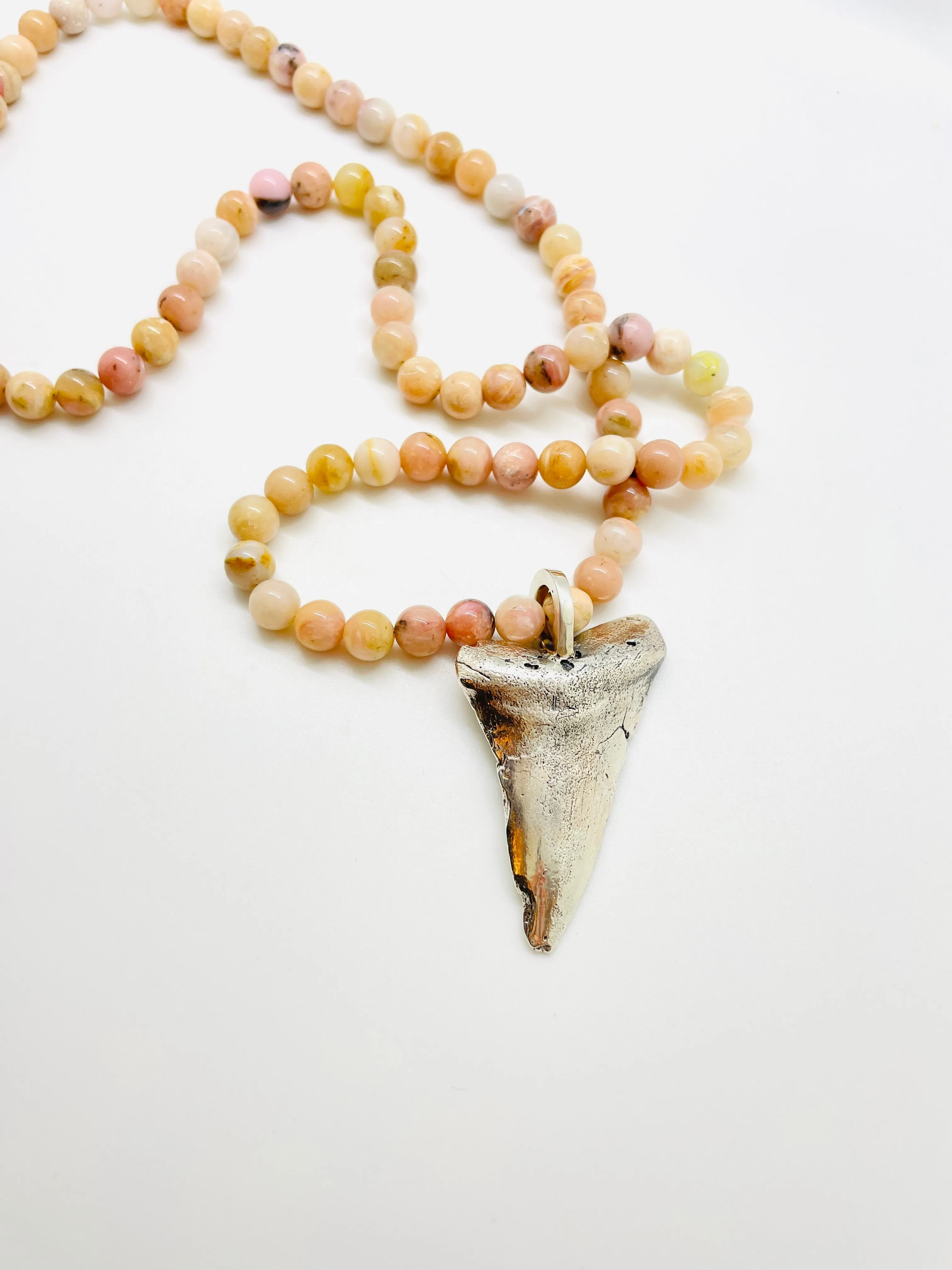 Tide Pendant with Pink Opal Beads