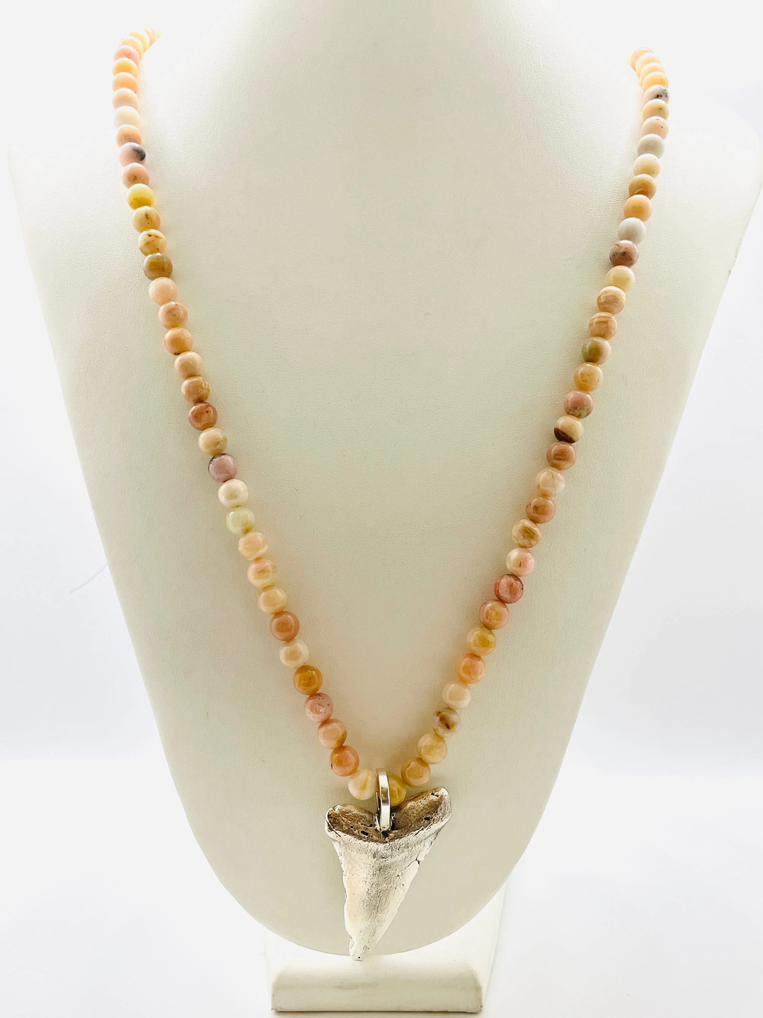 Tide Pendant with Pink Opal Beads