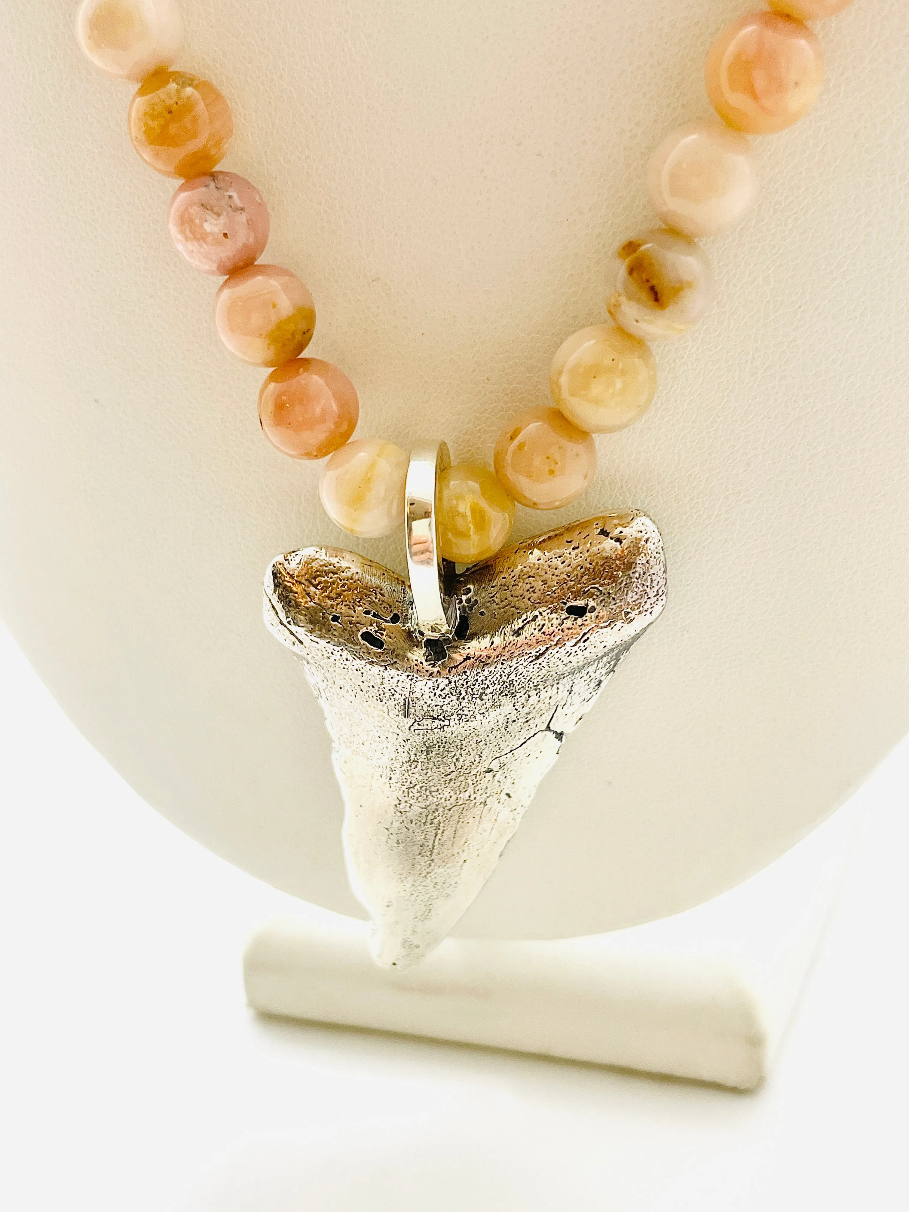 Tide Pendant with Pink Opal Beads