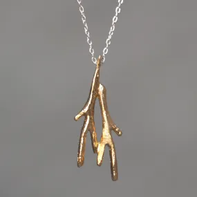 Tiny Double Branch Necklace in 18K Gold Plate and Sterling Silver