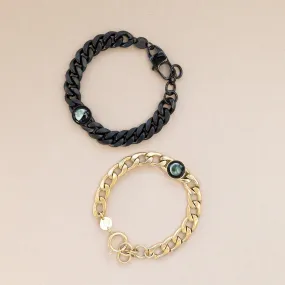 Titan and Gold Lunar Curb Bracelets