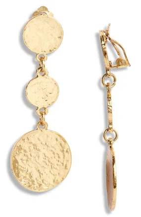 Triple coin dangle clip-on earrings