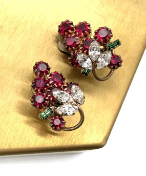 【USA輸入】ヴィンテージ オーストリア製 グレープ ビジュー イヤリング/Vintage AUSTRIA Grape Bijou Clip On Earrings