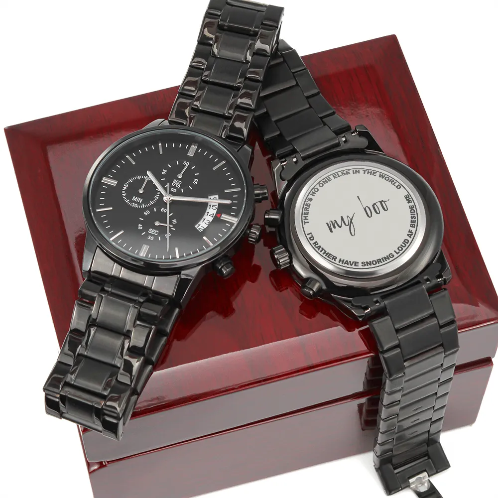 Valentine's Day Gift for Him | Black Chronograph Watch | My Boo