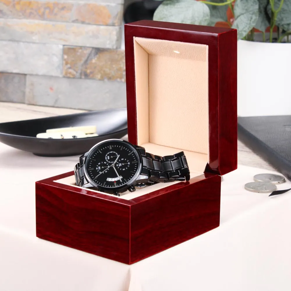 Valentine's Day Gift for Him | Black Chronograph Watch | My Boo