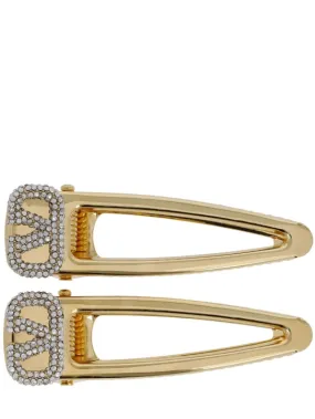 Valentino Garavani   Crystal V logo hair clip 