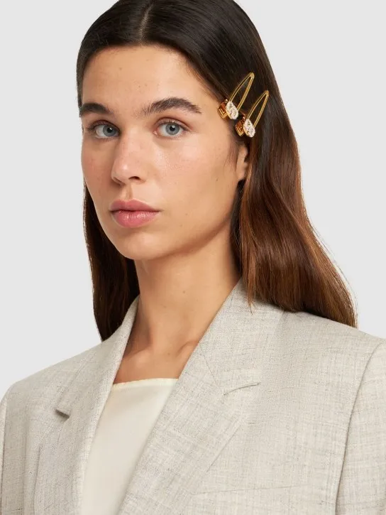 Valentino Garavani   Crystal V logo hair clip 