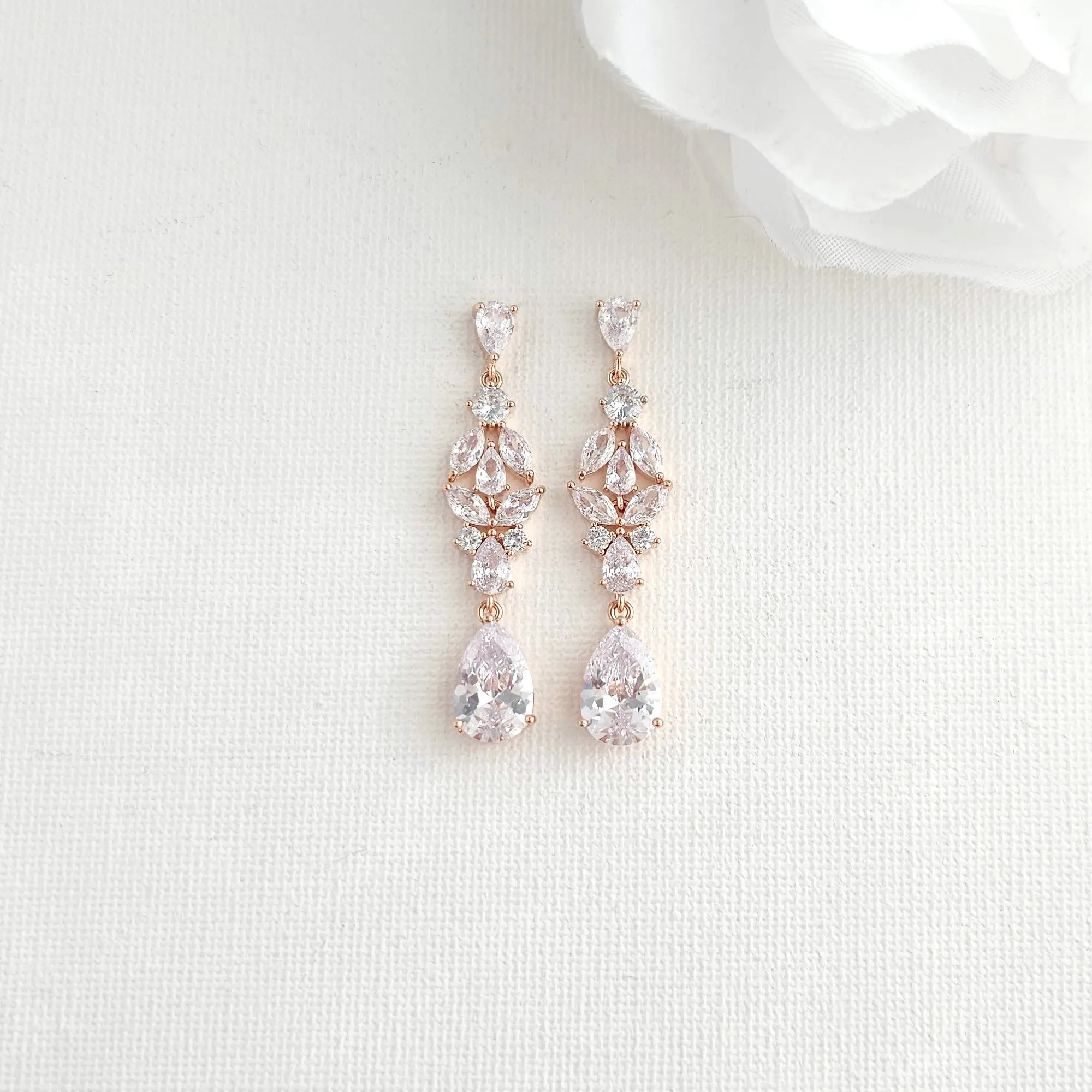 Wedding Jewelry Set in Rose Gold for Brides-Anne