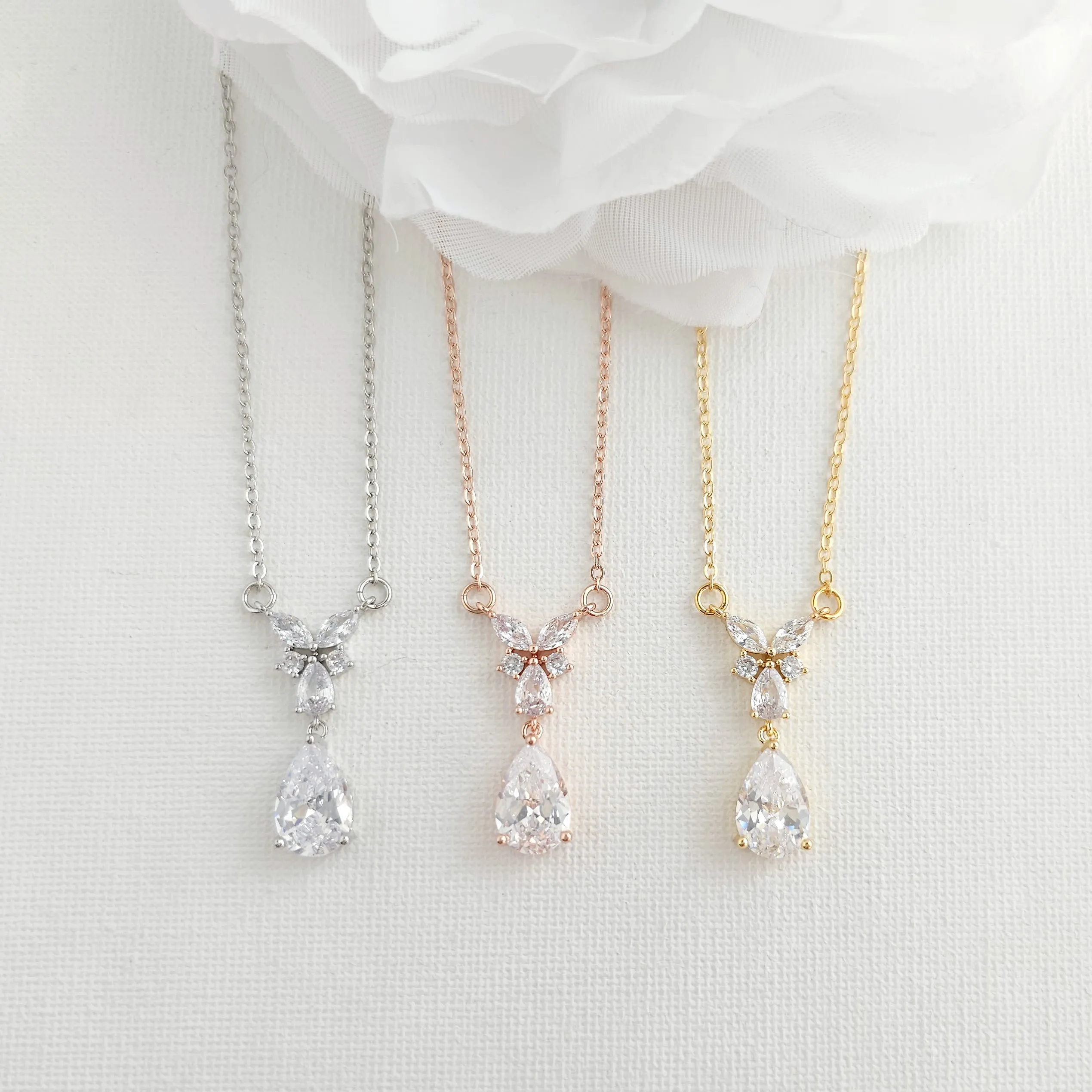 Wedding Jewelry Set in Rose Gold for Brides-Anne