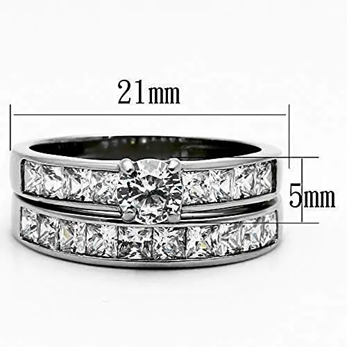 WildKlass Stainless Steel Wedding Ring High Polished (no Plating) Women AAA Grade CZ Clear