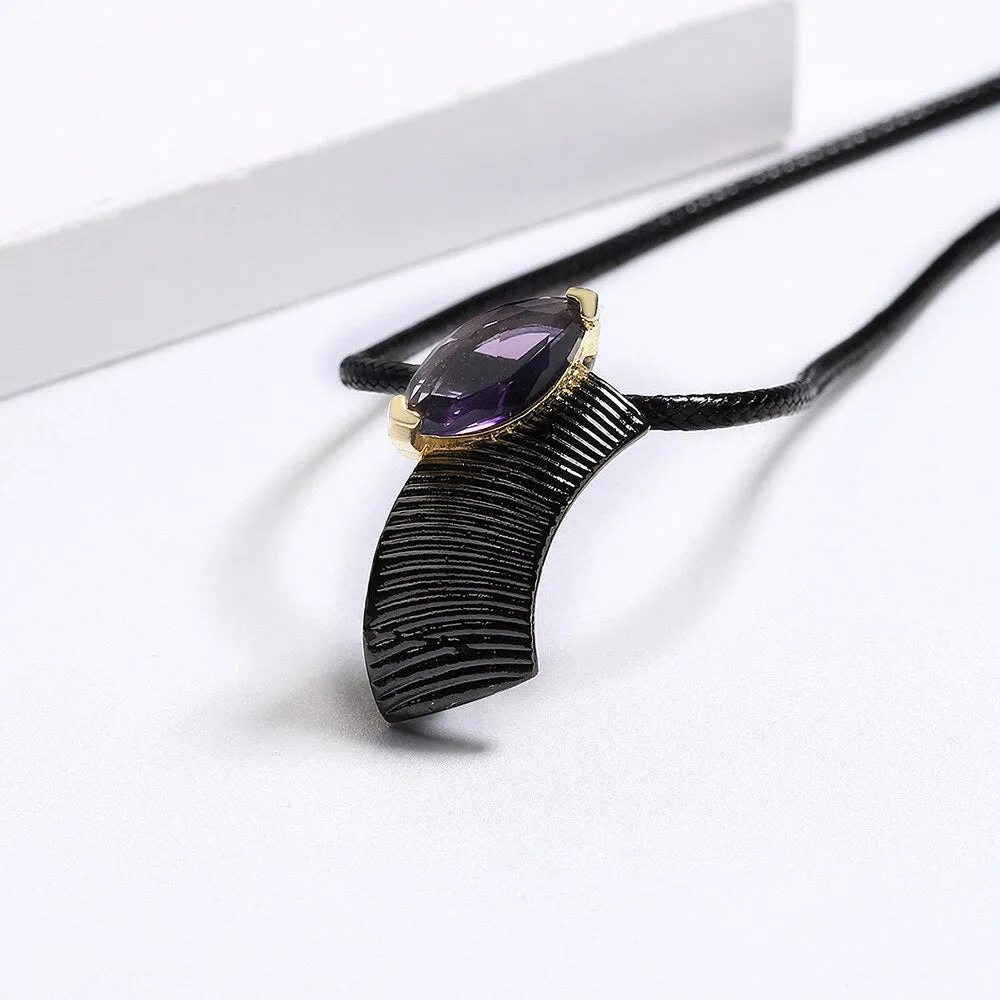 Zircon Geometric Stripes Two Tone Necklace