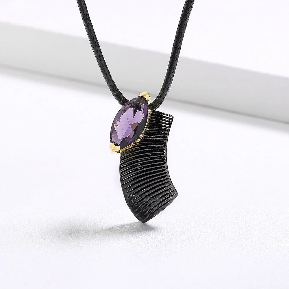 Zircon Geometric Stripes Two Tone Necklace